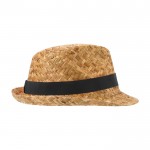 Sombrero de paja transpirable natural con cinta personalizable color negro segunda vista lateral