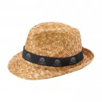 Sombrero de paja transpirable natural con cinta personalizable color negro vista impresión transfer