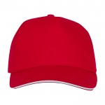 Gorra tipo sándwich de algodón con 5 paneles de 175 g/m2 color rojo segunda vista frontal