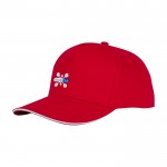 Gorra tipo sándwich de algodón con 5 paneles de 175 g/m2 color rojo vista impresión transfer