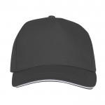 Gorra tipo sándwich de algodón con 5 paneles de 175 g/m2 color gris topo segunda vista frontal