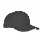 Gorra tipo sándwich de algodón con 5 paneles de 175 g/m2 color gris topo vista lateral