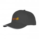 Gorra tipo sándwich de algodón con 5 paneles de 175 g/m2 color gris topo vista impresión transfer