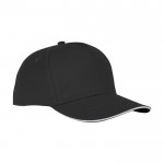 Gorra tipo sándwich de algodón con 5 paneles de 175 g/m2 color negro vista lateral