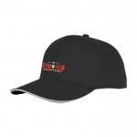 Gorra tipo sándwich de algodón con 5 paneles de 175 g/m2 color negro vista impresión transfer
