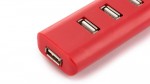 Hub USB de diseño minimalista color rojo tercera vista