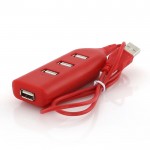 Hub USB de diseño minimalista color rojo quinta vista