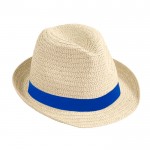Sombrero unisex de paja de papel color azul real primera vista
