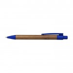 Bolígrafo de bambú con detalles a color color azul segunda vista