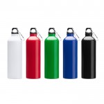 Botella de aluminio grande con mosquetón en tapón 800ml color verde vista detalle 1