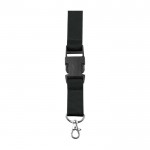 Lanyard de poliéster con mosquetón y llavero en varios colores color negro primera vista
