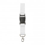 Lanyard de poliéster con mosquetón y llavero en varios colores color blanco primera vista