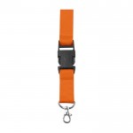 Lanyard de poliéster con mosquetón y llavero en varios colores color naranja primera vista