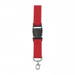 Lanyard de poliéster con mosquetón y llavero en varios colores color rojo primera vista