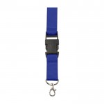 Lanyard de poliéster con mosquetón y llavero en varios colores color azul ultramarino primera vista