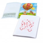 Carpeta ideal para llevar el boletín de vacunas de tu mascota color blanco vista con logo impreso