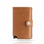Cartera de cuero sintético con tarjetero automático con RFID color marrón