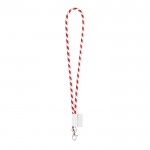 Lanyard colores claros y diseño a rayas color rojo