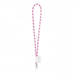 Lanyard colores claros y diseño a rayas color rosa