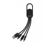 Set de cables de carga 4 en 1 con mosquetón y logotipo iluminado color negro primera vista
