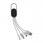 Set de cables de carga 4 en 1 con mosquetón y logotipo iluminado color blanco segunda vista