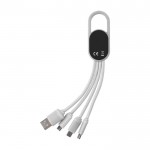 Set de cables de carga 4 en 1 con mosquetón y logotipo iluminado color blanco tercera vista
