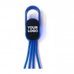 Set de cables de carga 4 en 1 con mosquetón y logotipo iluminado color azul segunda vista
