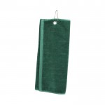 Toalla de algodón absorbente con mosquetón de transporte 40x50cm color verde oscuro
