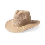 Sombrero estilo cowboy de material sintético con cinta personalizable color beige primera vista