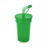 Vaso de PP con pajita flexible de color verde