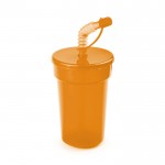 Vaso de PP con pajita flexible de color naranja