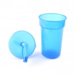 Vaso de PP con pajita flexible de color azul segunda vista
