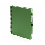 Cuadernos promocionales A5 con anillas y boli color verde