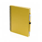 Cuadernos promocionales A5 con anillas y boli color amarillo