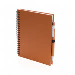 Cuadernos promocionales A5 con anillas y boli color naranja