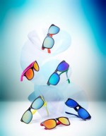 Gafas de sol con montura bicolor y lentes efecto espejo a juego color azul tercera vista