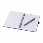 Libreta y bolígrafo a juego de paja de trigo A5 hojas a rayas color azul cuarta vista