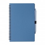 Libreta y bolígrafo a juego de paja de trigo A5 hojas a rayas color azul sexta vista