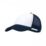 Gorra de poliéster estilo trucker de 5 paneles con cierre ajustable color azul marino primera vista