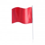 Banderín rectangular de poliéster con palo blanco color rojo vista con logo