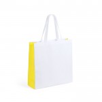 Bolsa tnt blanca con laterales en color color amarillo