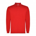 Polo de poliéster y algodón de manga larga 220 g/m2 Roly Direct Carpe color rojo segunda vista