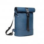 Mochila de bici versátil de cuero vegano PU color azul tercera vista