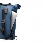 Mochila de bici versátil de cuero vegano PU color azul sexta vista