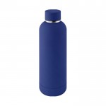 Botella doble pared de acero inoxidable con acabado suave de goma 500ml color azul real