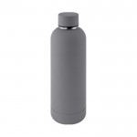 Botella doble pared de acero inoxidable con acabado suave de goma 500ml color gris