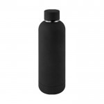 Botella doble pared de acero inoxidable con acabado suave de goma 500ml color negro