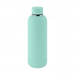 Botella doble pared de acero inoxidable con acabado suave de goma 500ml color verde claro