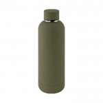 Botella doble pared de acero inoxidable con acabado suave de goma 500ml color verde oscuro