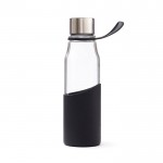 Botella de vidrio de borosilicato con funda color negro